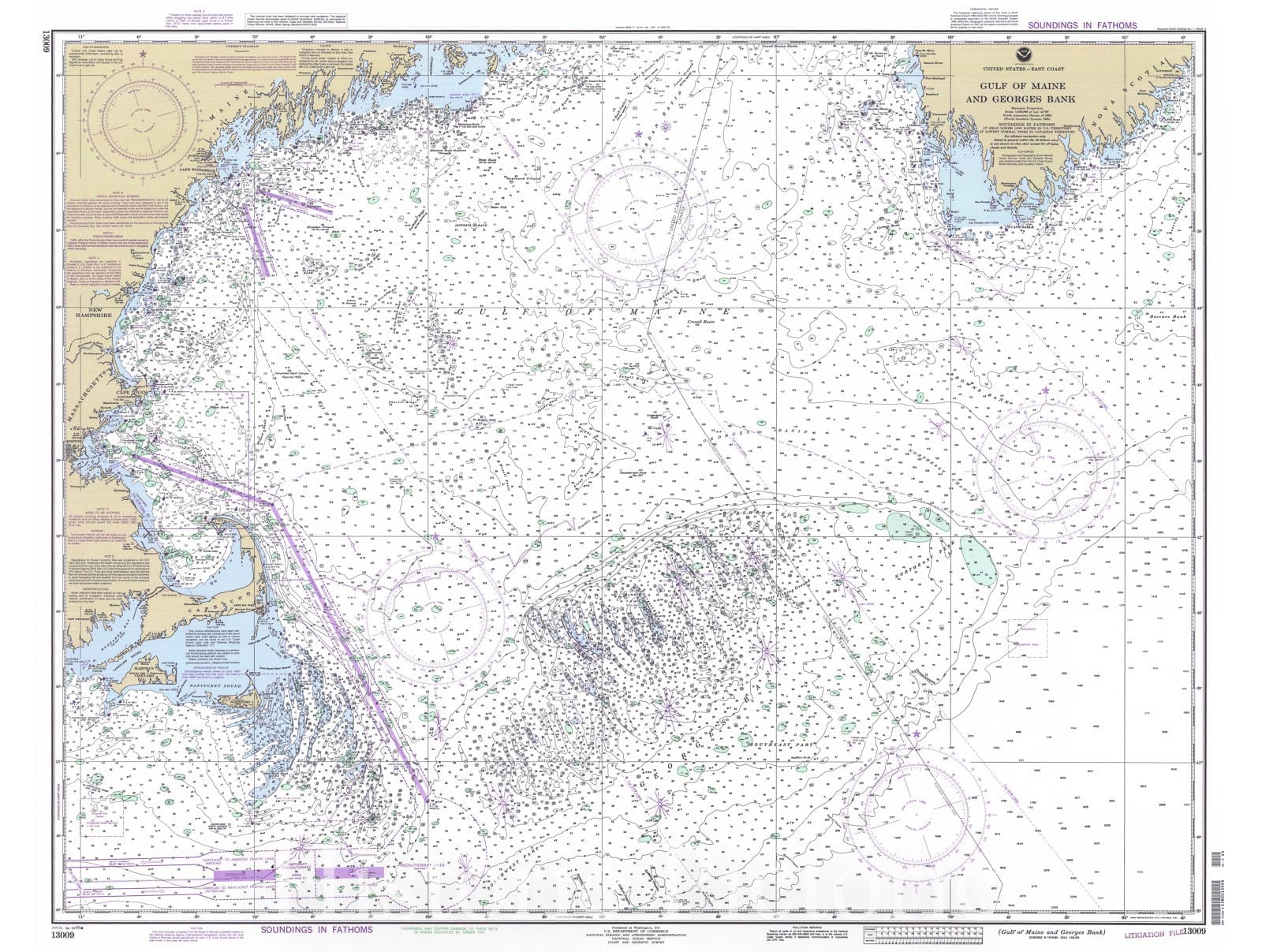 Historic Nautical Map - Gulf Of Maine And Georges Bank, 1994 NOAA Chart - Maine, New Hampshire, Massachusetts (ME, NH, MA) - Vintage Wall Art