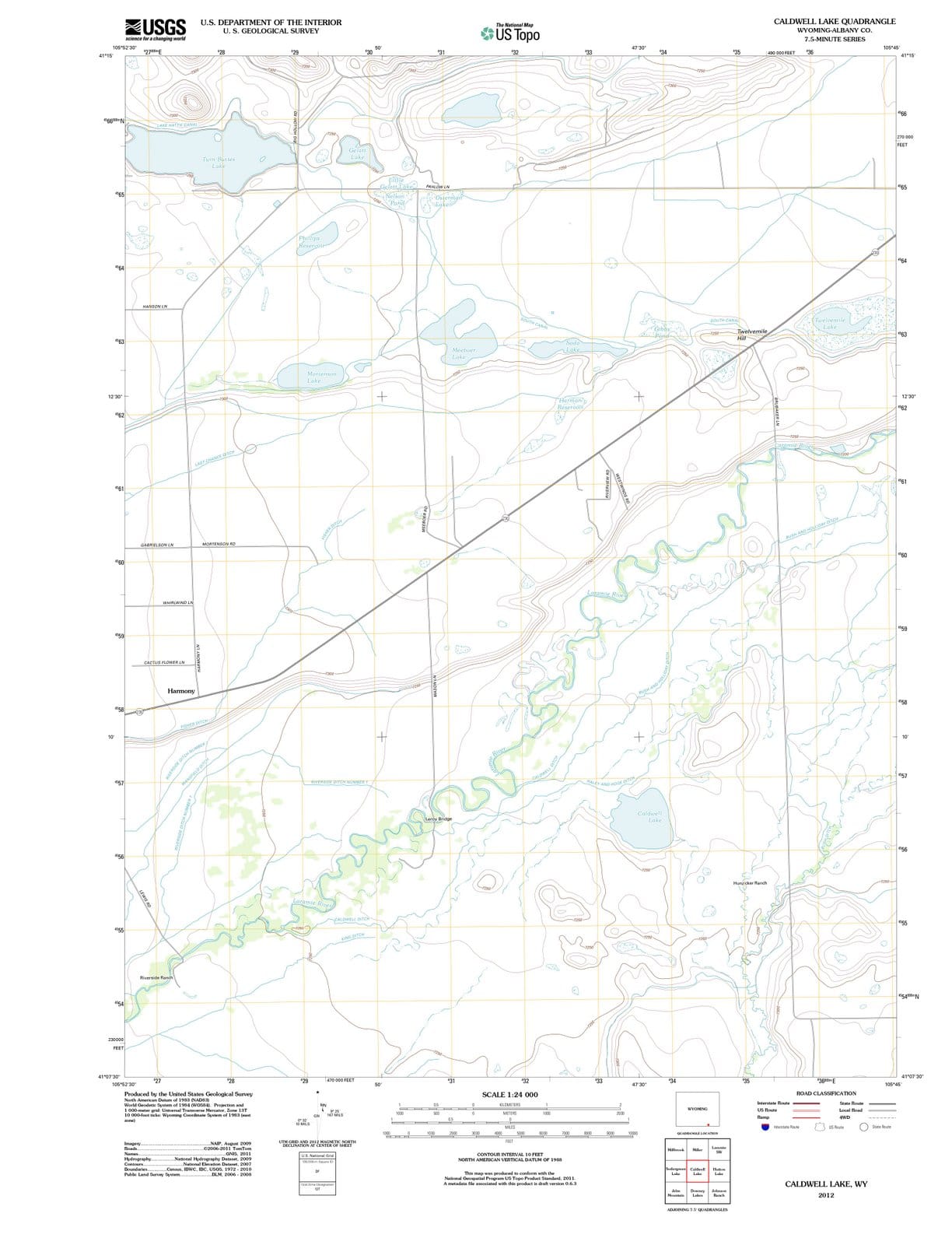 2012 Caldwell Lake, WY - Wyoming - USGS Topographic Map