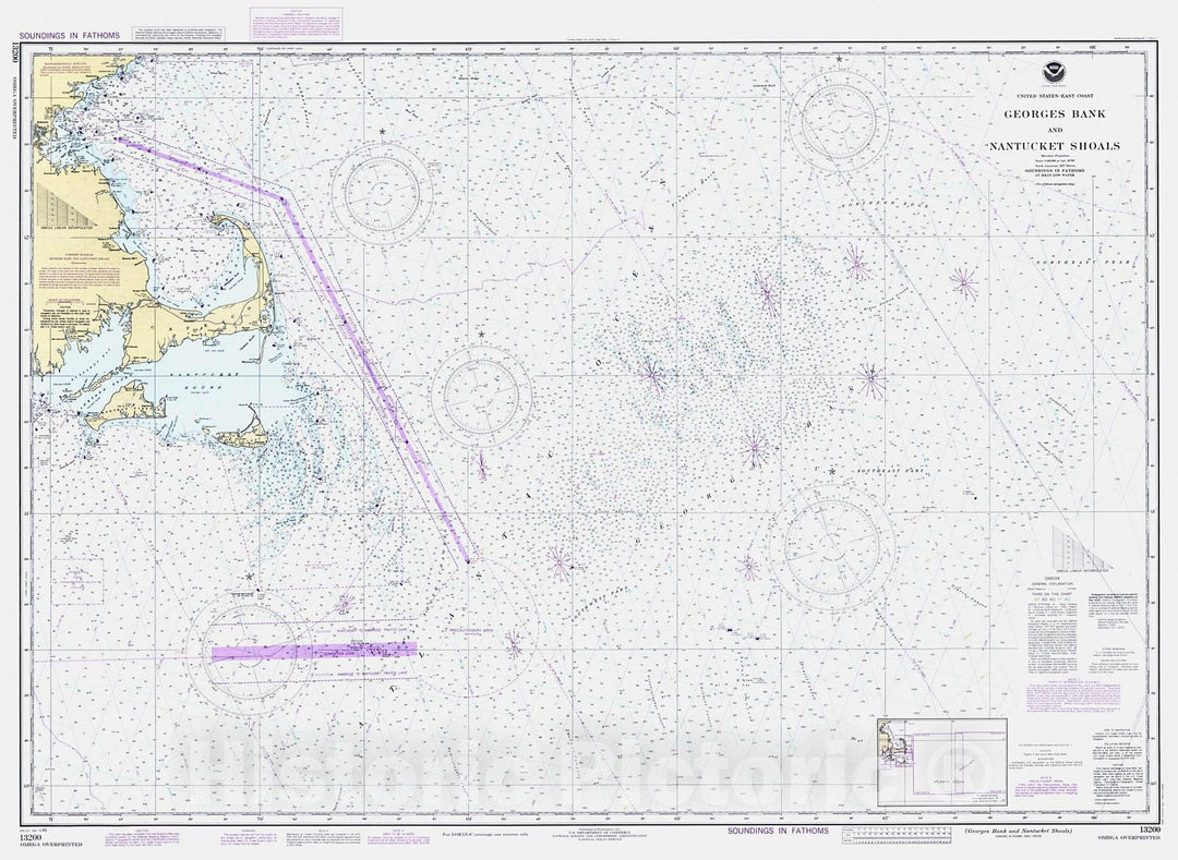Historic Nautical Map - Georges Bank And Nantucket Shoals, 1985 NOAA Chart - Massachusetts (MA) - Vintage Wall Art
