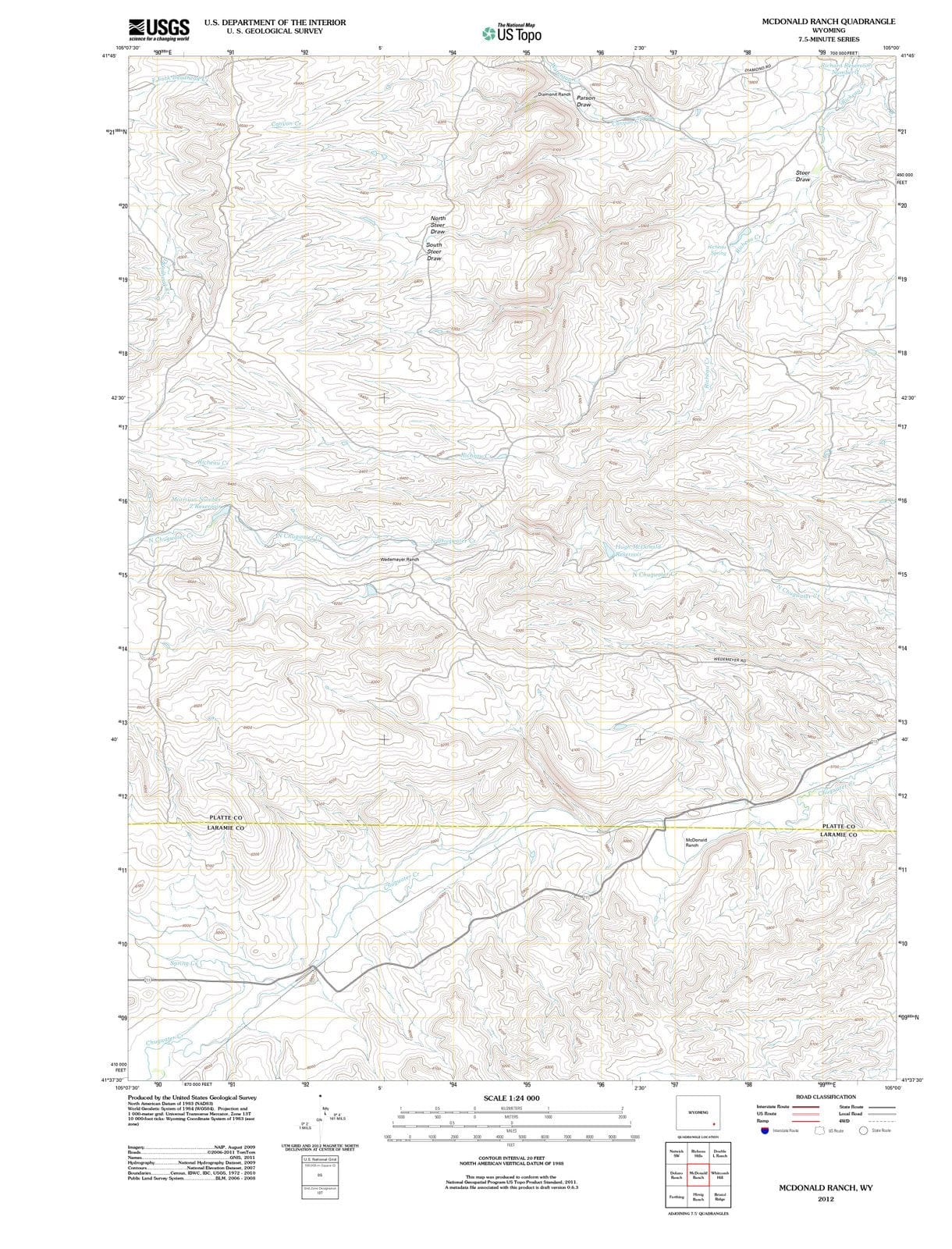 2012 McDonald Ranch, WY - Wyoming - USGS Topographic Map