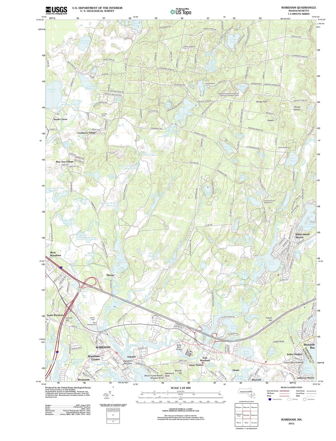2012 Wareham, MA - Massachusetts - USGS Topographic Map
