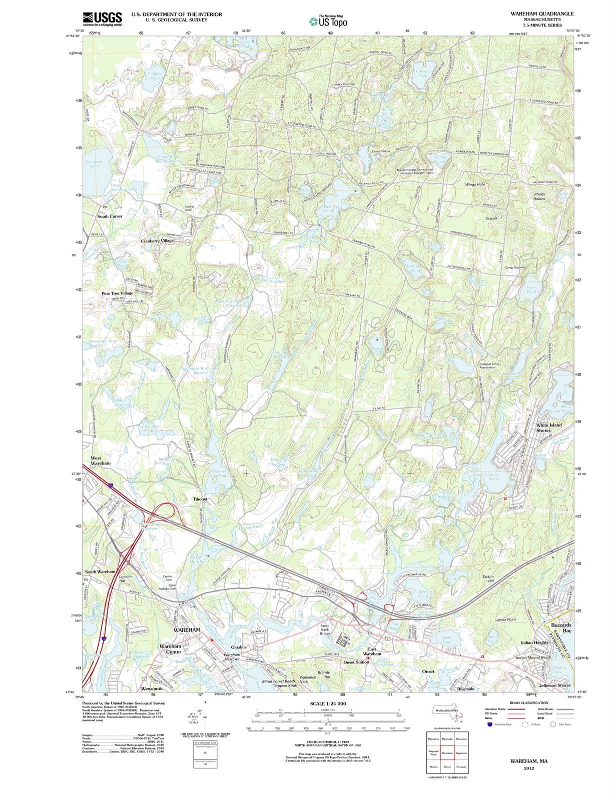 2012 Wareham, MA - Massachusetts - USGS Topographic Map