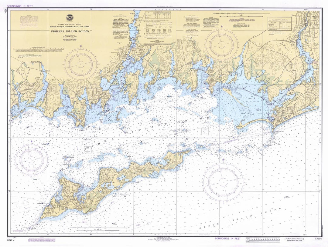 Historic Nautical Map - Fishers Island Sound, 1979 NOAA Chart - Rhode Island, New York, Connecticut (RI, NY, CT) - Vintage Wall Art