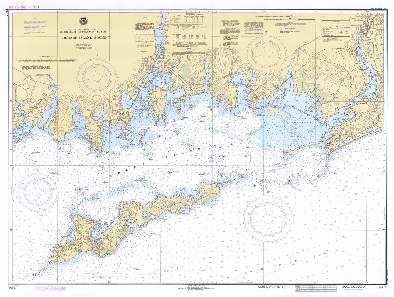 Historic Nautical Map - Fishers Island Sound, 1979 NOAA Chart - Rhode Island, New York, Connecticut (RI, NY, CT) - Vintage Wall Art