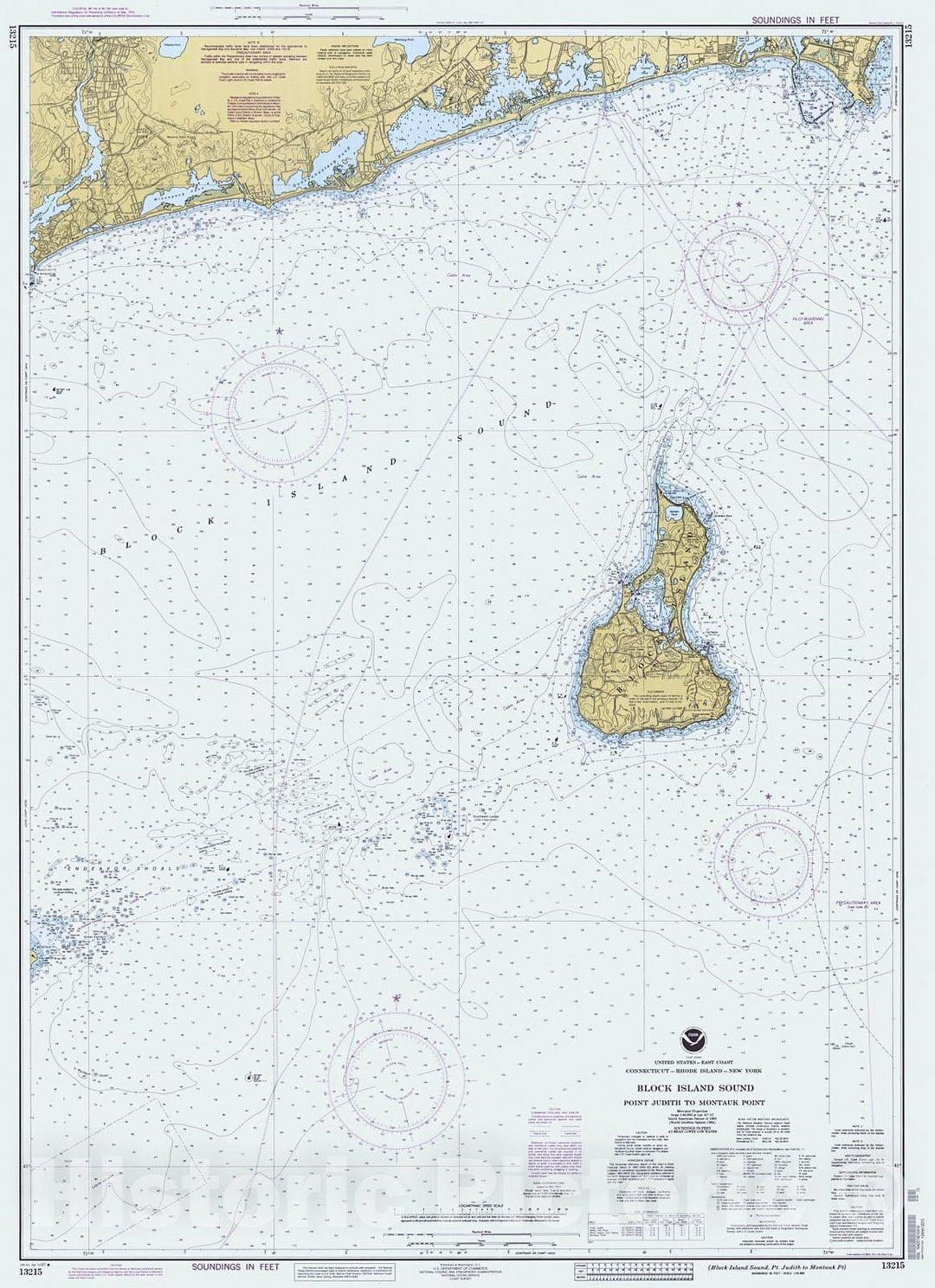 Historic Nautical Map - Block Island Sound Pt Judith To Montauk Pt, 1997 NOAA Chart - New York, Rhode Island, Connecticut (NY, RI, CT) - Vintage Wall Art