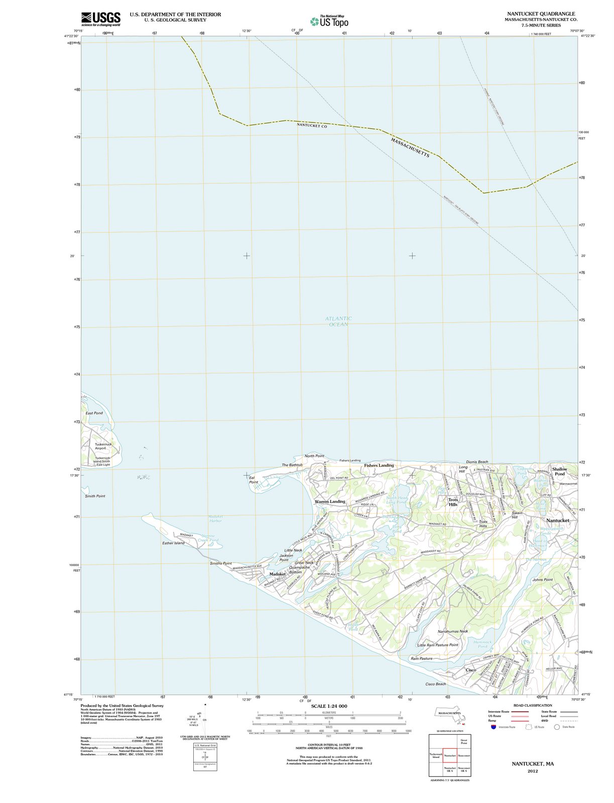 2012 Nantucket, MA - Massachusetts - USGS Topographic Map