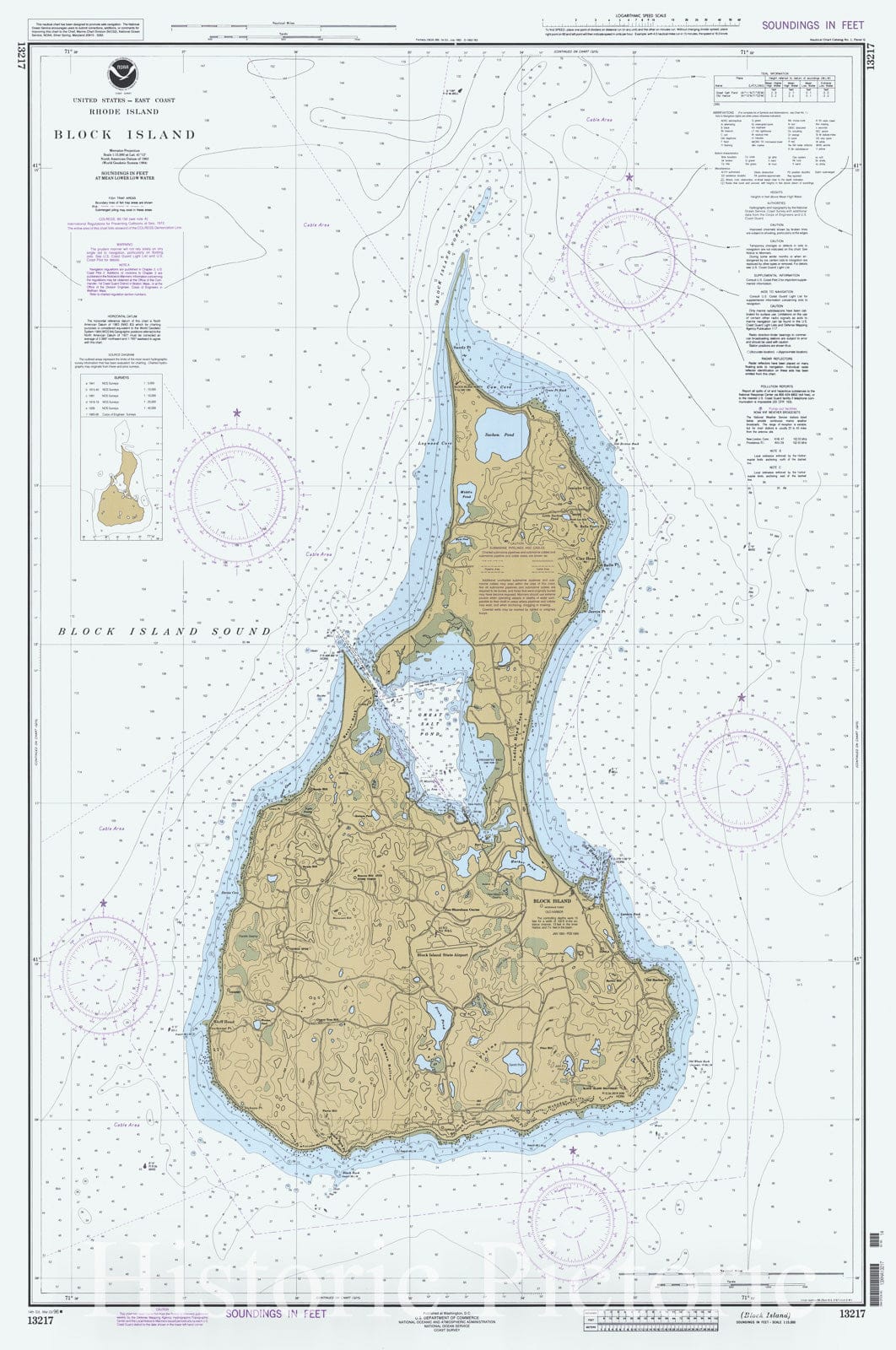 Historic Nautical Map - Block Island, 1996 NOAA Chart - Rhode Island (RI) - Vintage Wall Art