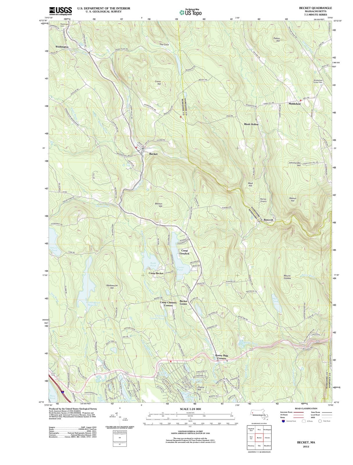 2012 Becket, MA - Massachusetts - USGS Topographic Map