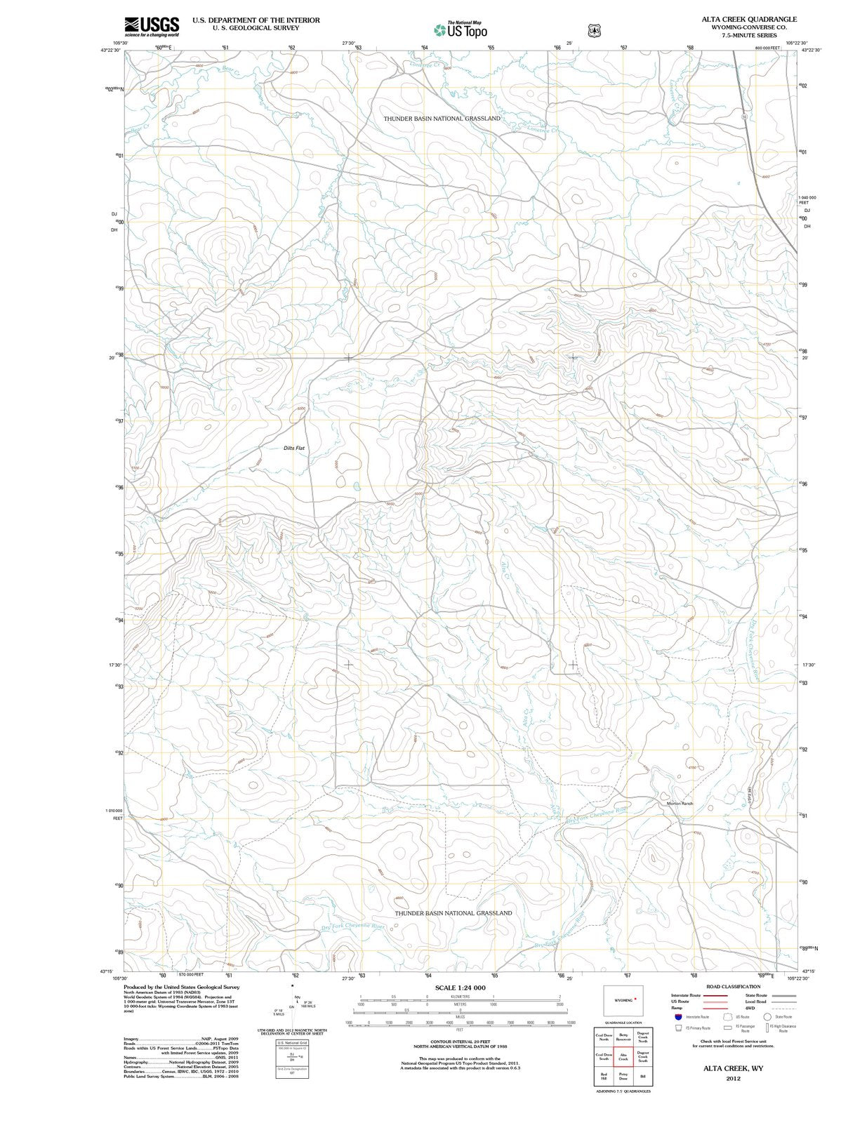 2012 Alta Creek, WY - Wyoming - USGS Topographic Map