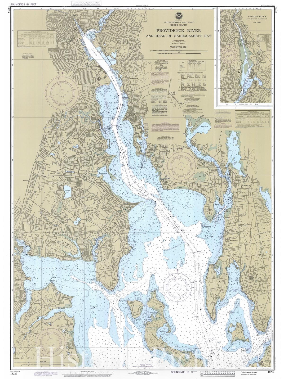 Historic Nautical Map - Providence River, 1985 NOAA Chart - Rhode Island (RI) - Vintage Wall Art