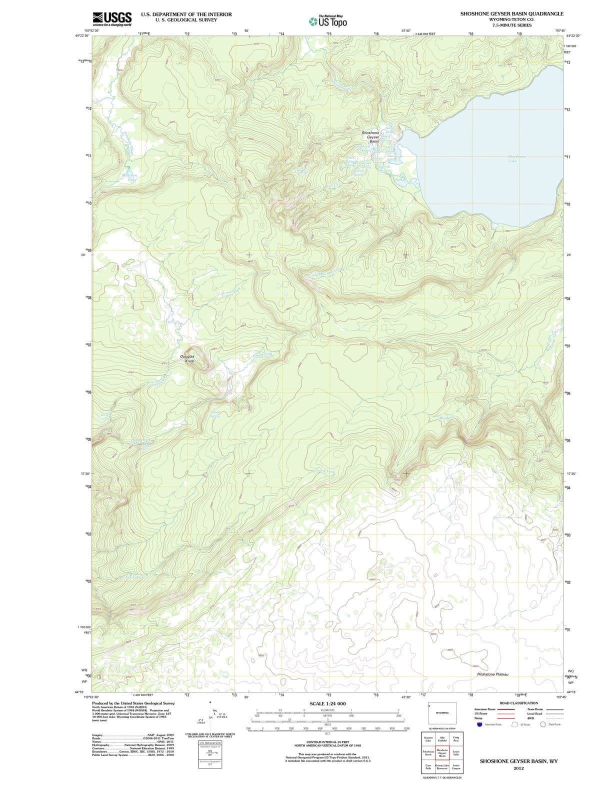 2012 Shoshone Geyser Basin, WY - Wyoming - USGS Topographic Map