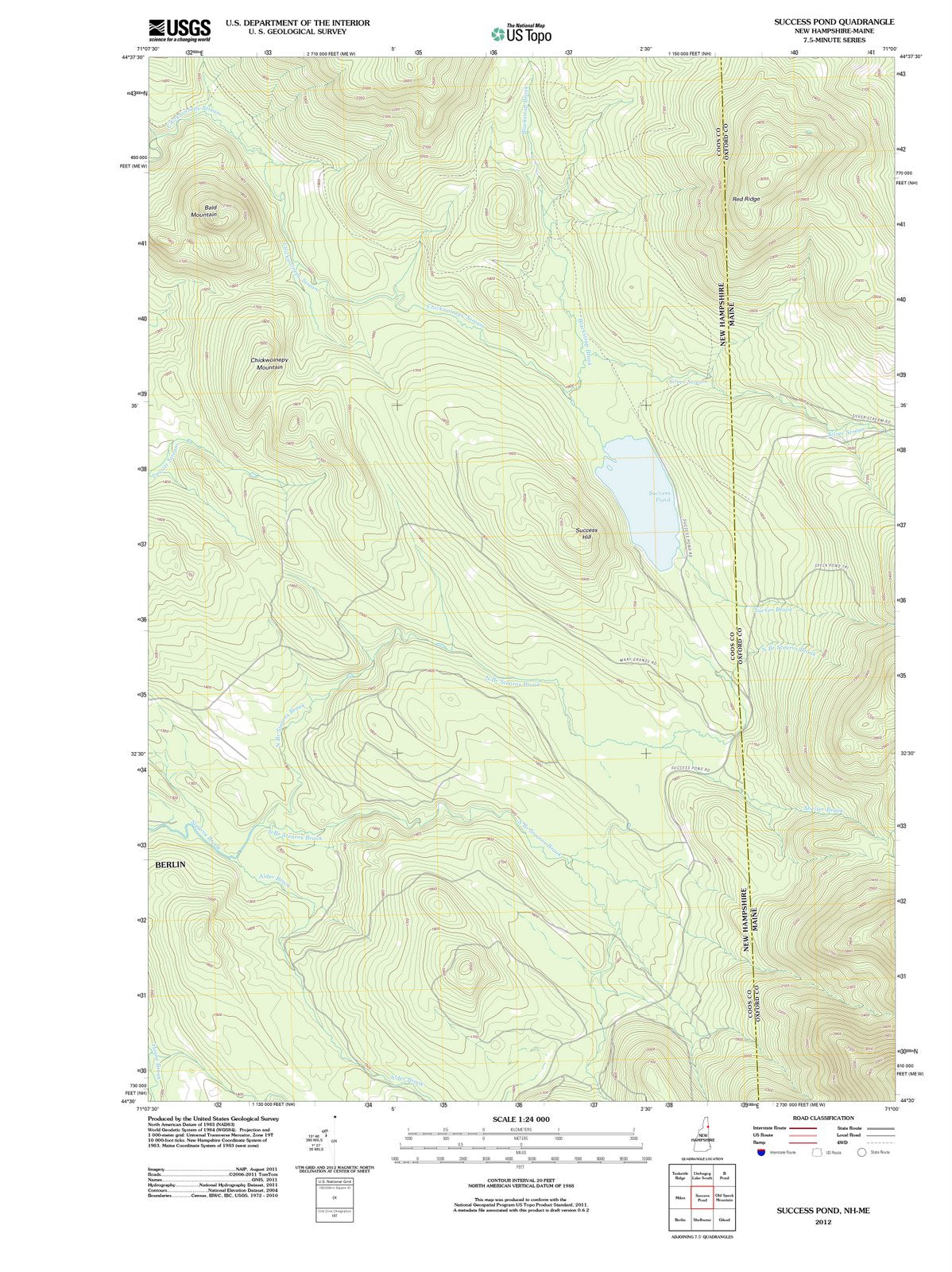 2012 Success Pond, NH - New Hampshire - USGS Topographic Map