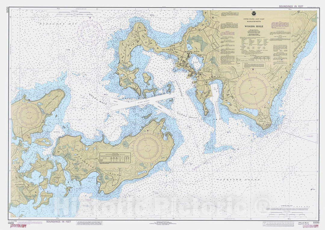 Historic Nautical Map - Woods Hole, 1991 NOAA Chart - Massachusetts (MA) - Vintage Wall Art