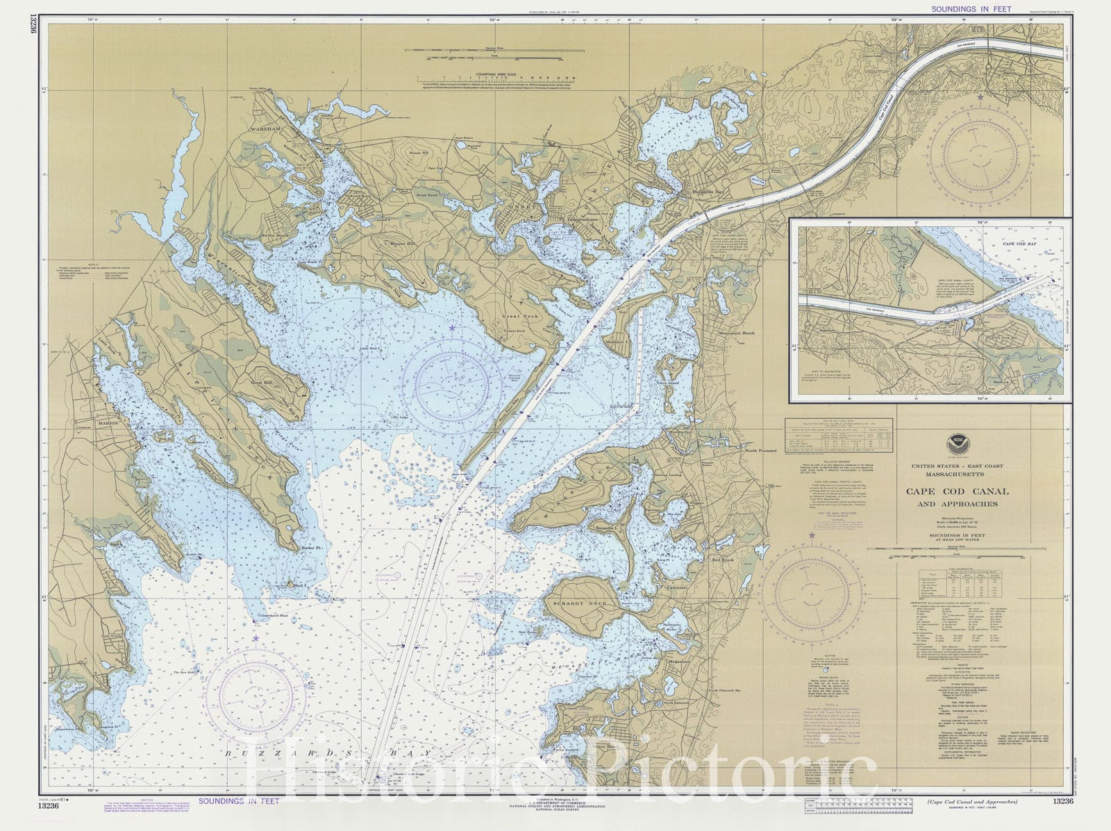 Historic Nautical Map - Cape Cod Canal And Approaches, 1981 NOAA Chart - Massachusetts (MA) - Vintage Wall Art