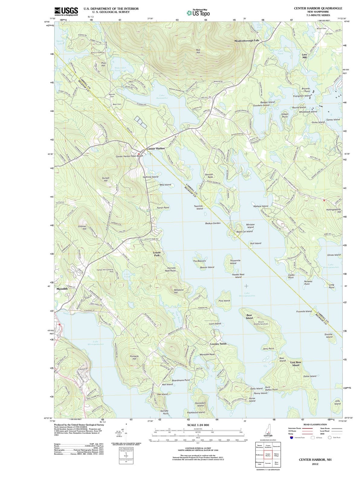 2012 Center Harbor, NH - New Hampshire - USGS Topographic Map