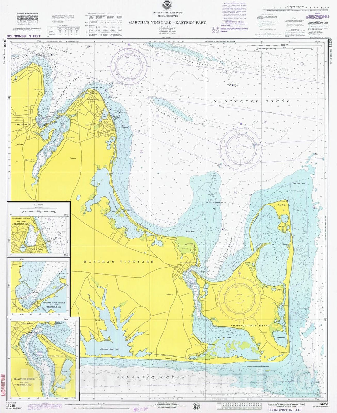 Historic Nautical Map - Marthas Vineyard-Eastern Part, 1976 NOAA Chart - Massachusetts (MA) - Vintage Wall Art