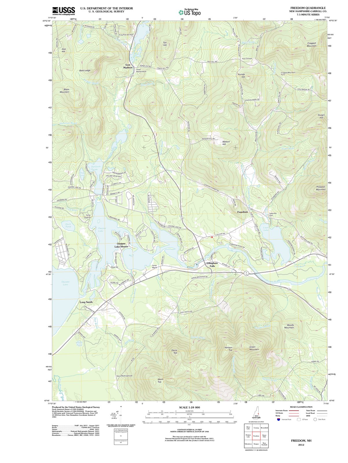 2012 Freedom, NH - New Hampshire - USGS Topographic Map
