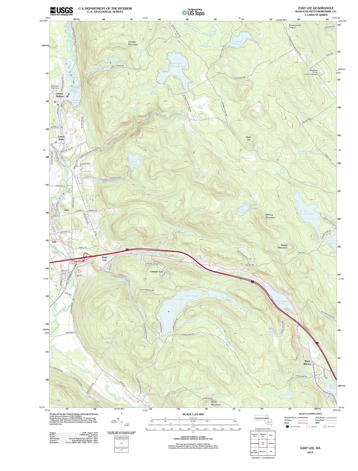 2012 East Lee, MA - Massachusetts - USGS Topographic Map