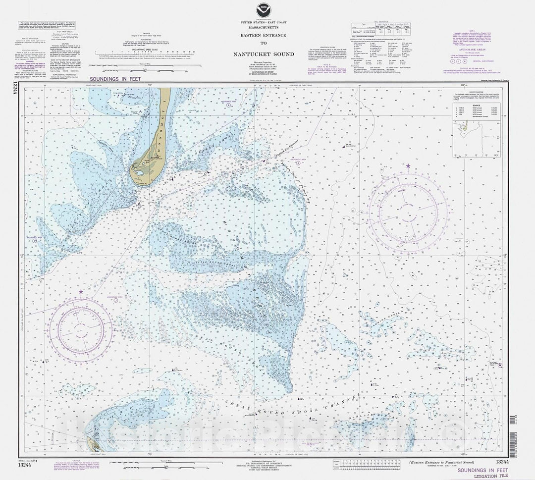 Historic Nautical Map - Eastern Entrance To Nantucket Sound, 1994 NOAA Chart - Massachusetts (MA) - Vintage Wall Art