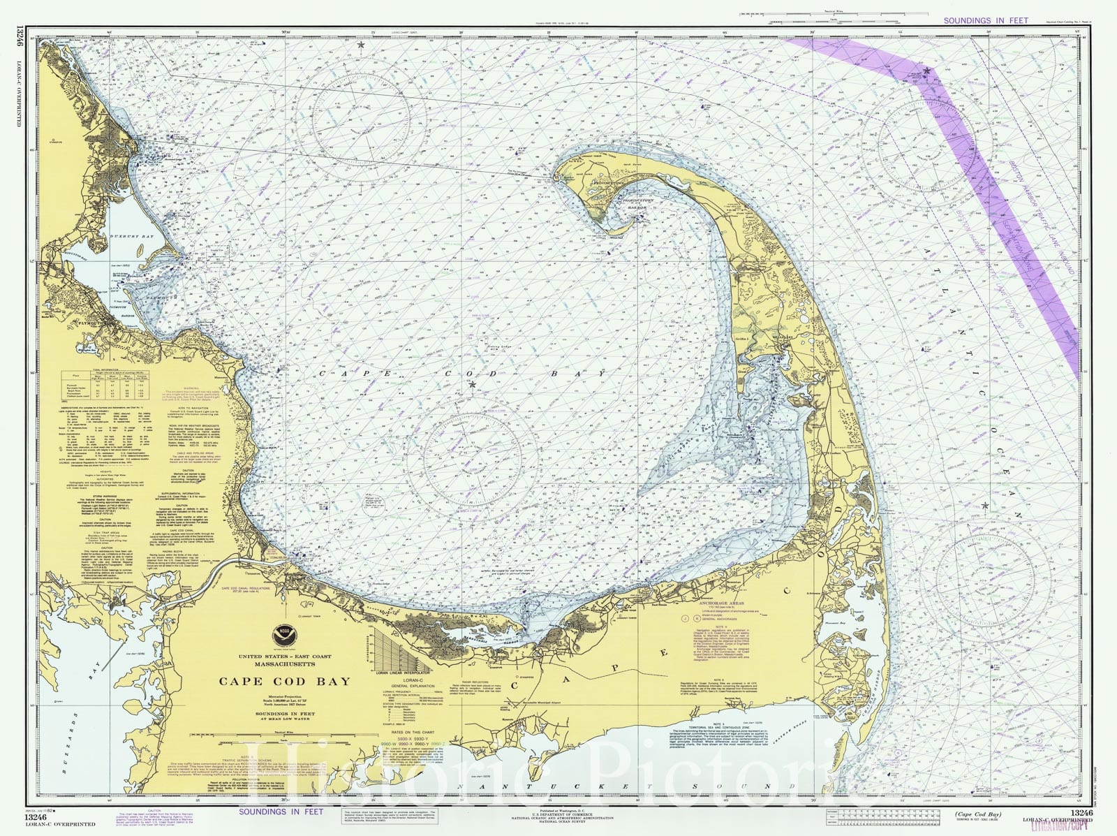 Historic Nautical Map - Cape Cod Bay, 1982 NOAA Chart - Massachusetts (MA) - Vintage Wall Art
