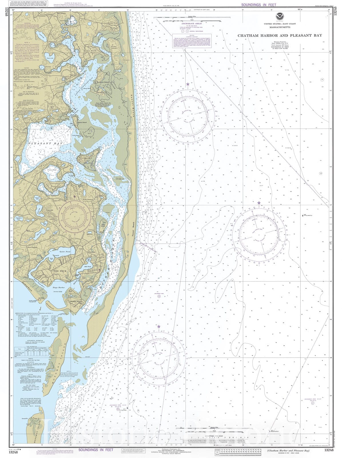 Historic Nautical Map - Chatham Harbor And Pleasant Bay, 1986 NOAA Chart - Massachusetts (MA) - Vintage Wall Art