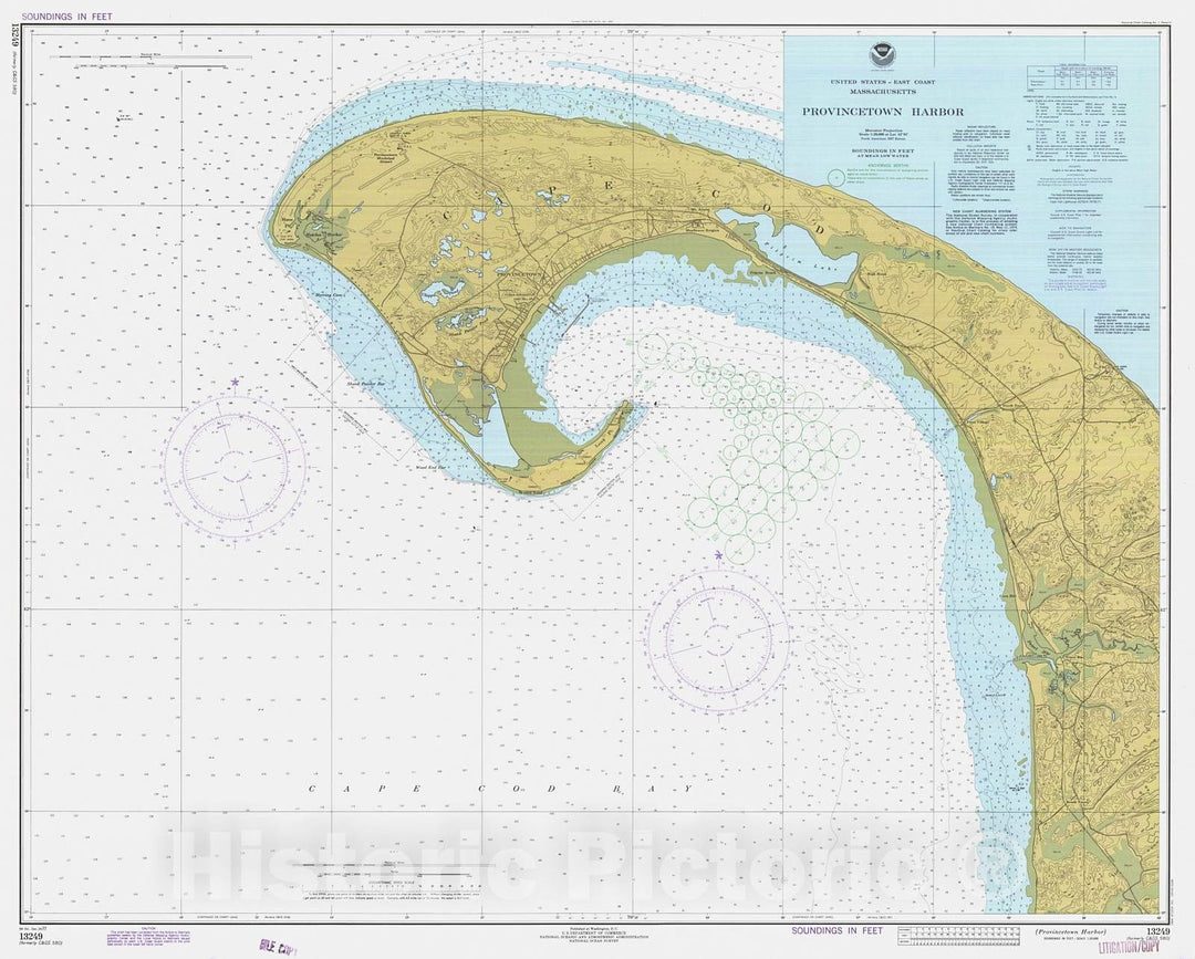 Historic Nautical Map - Provincetown Harbor, 1977 NOAA Chart - Massachusetts (MA) - Vintage Wall Art