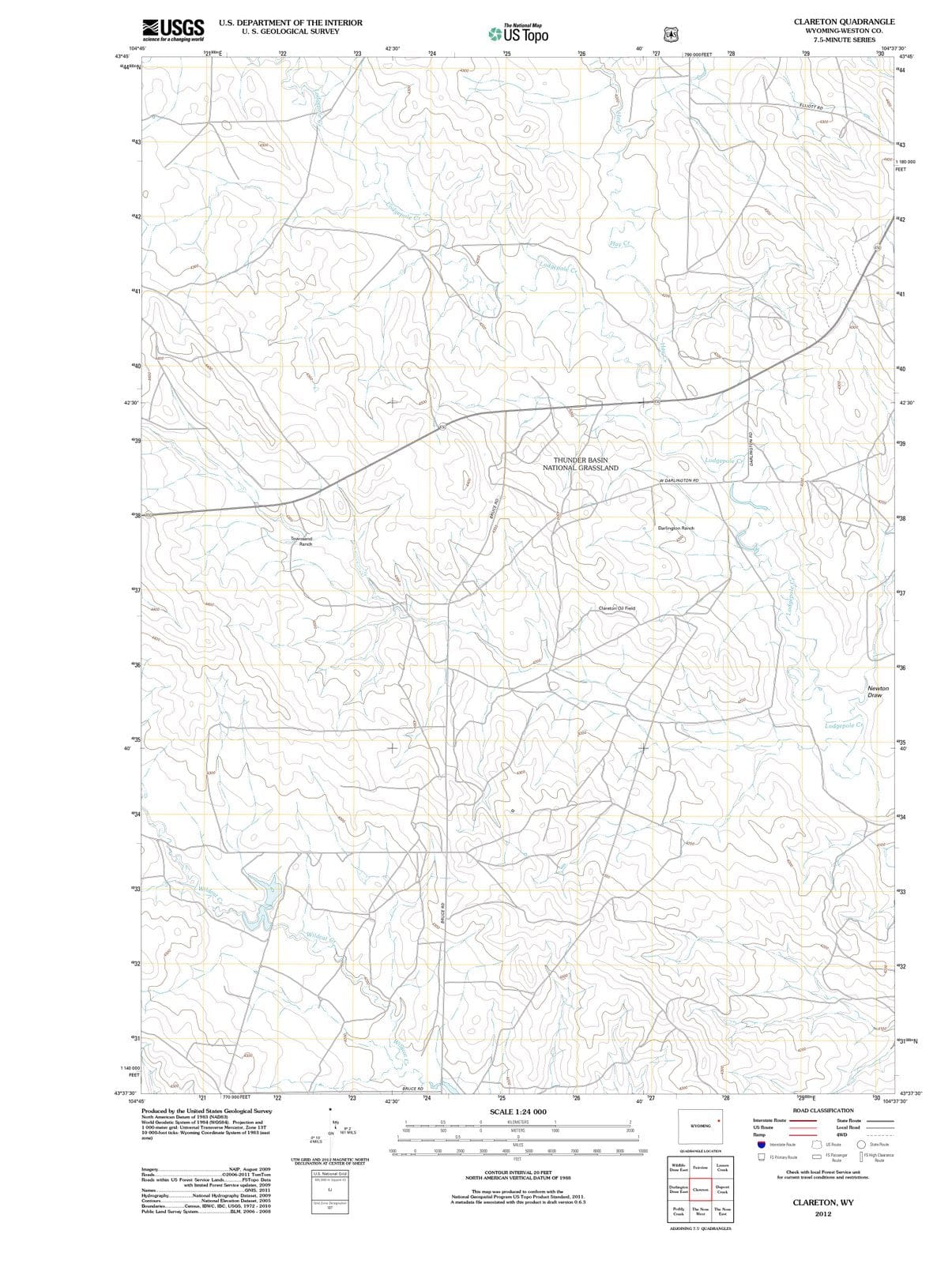 2012 Clareton, WY - Wyoming - USGS Topographic Map