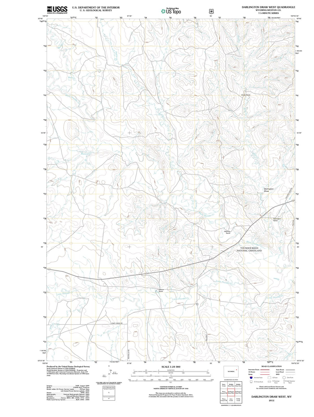 2012 Darlingtonraw West, WY - Wyoming - USGS Topographic Map