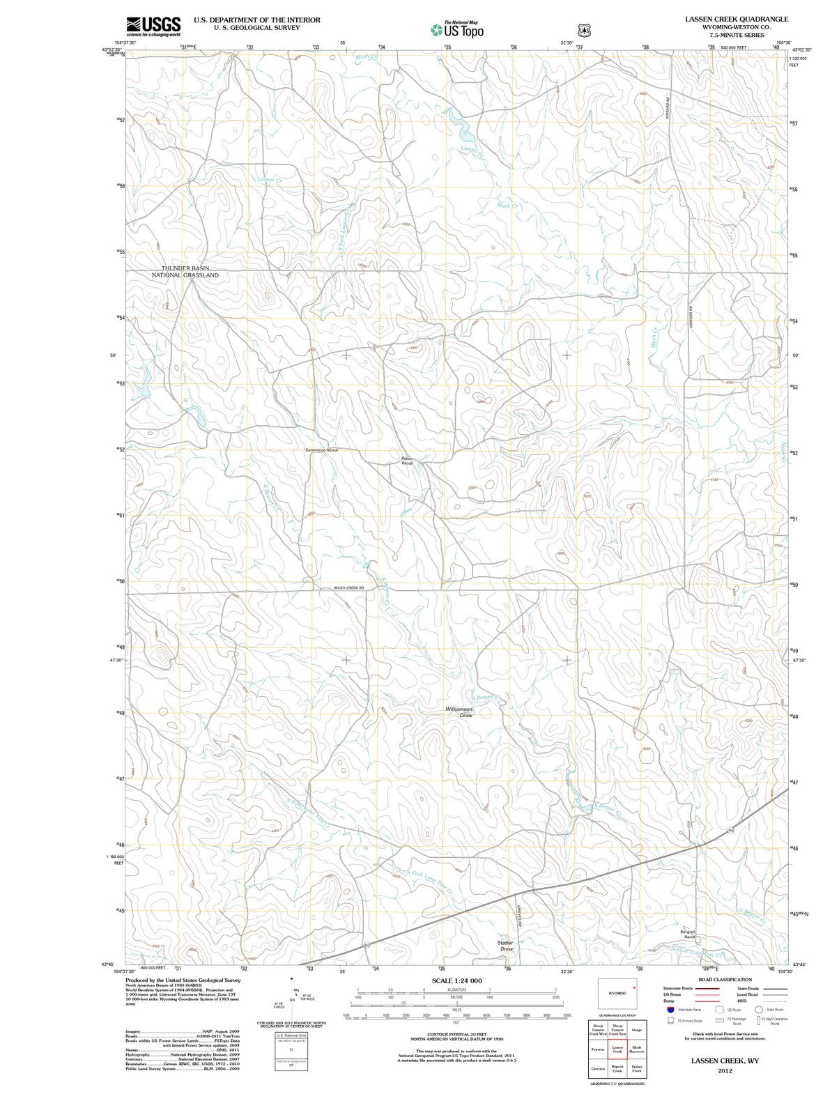 2012 Lassen Creek, WY - Wyoming - USGS Topographic Map