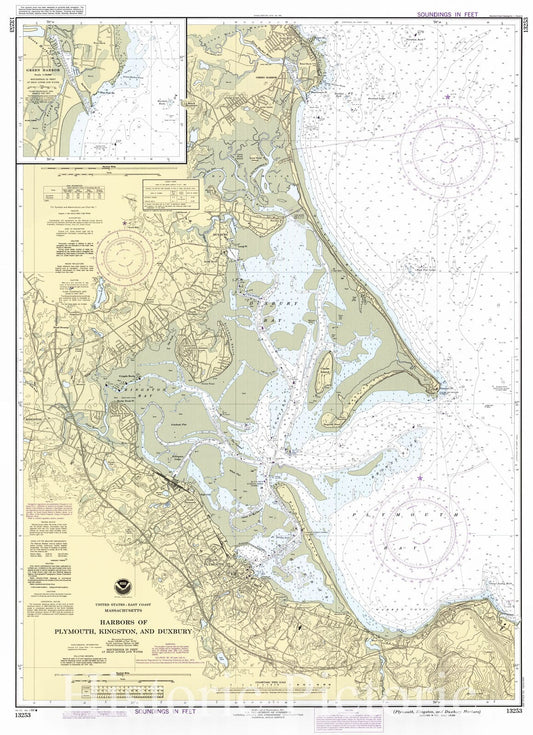Plymouth Kingston and Duxbury Harbors Nautical Chart 1988 - Historical Map Print