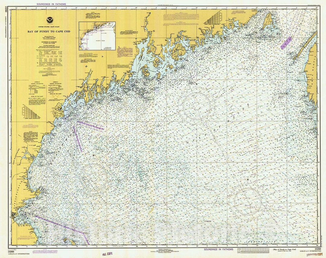 Historic Historic Nautical Map - Bay Of Fundy To Cape Cod, 1980 NOAA Chart - New Hampshire, Maine, Massachusetts (NH, ME, MA) - Antique Vintage Decor Poster Wall Art Reproduction