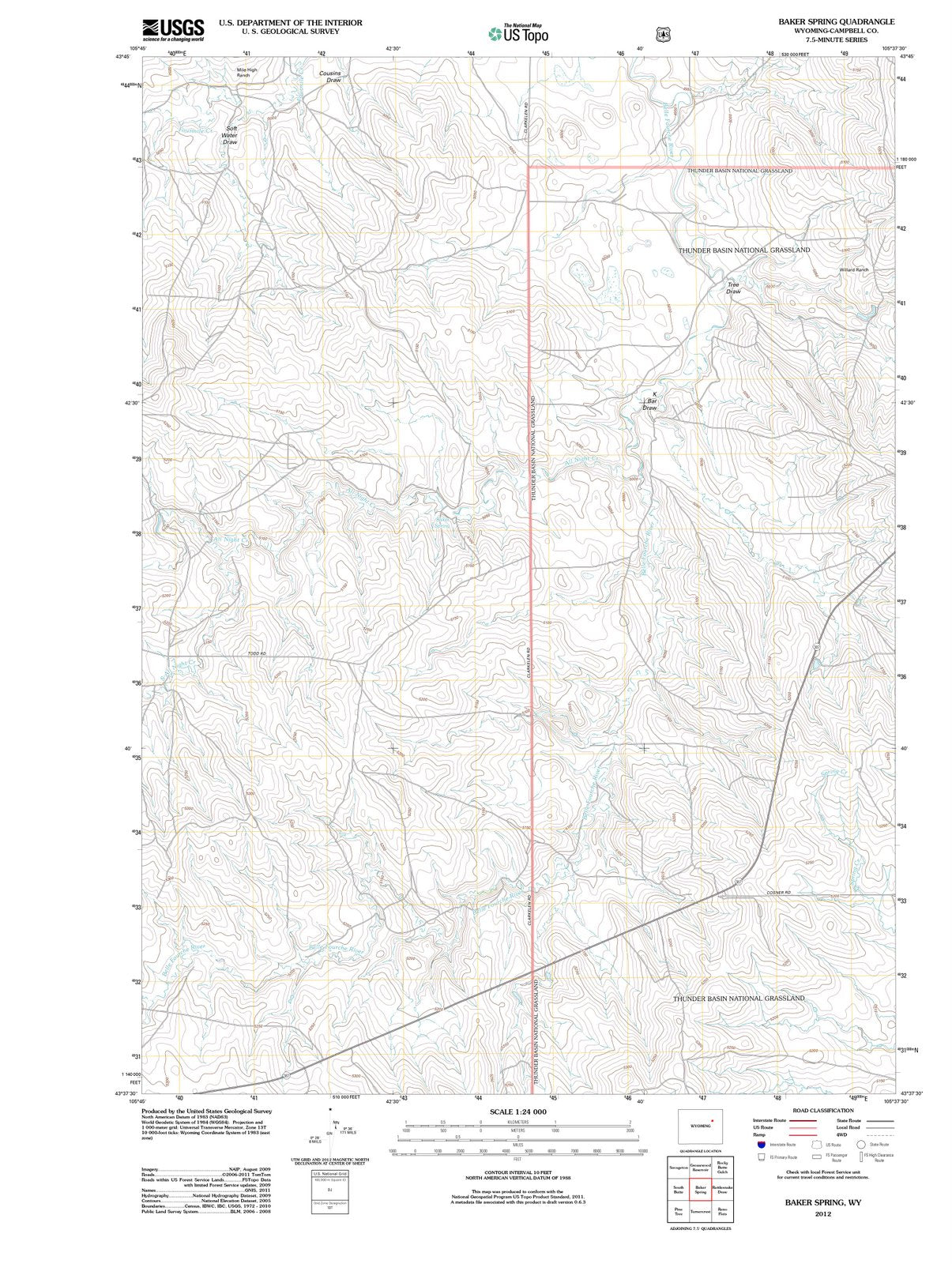 2012 Baker Spring, WY - Wyoming - USGS Topographic Map