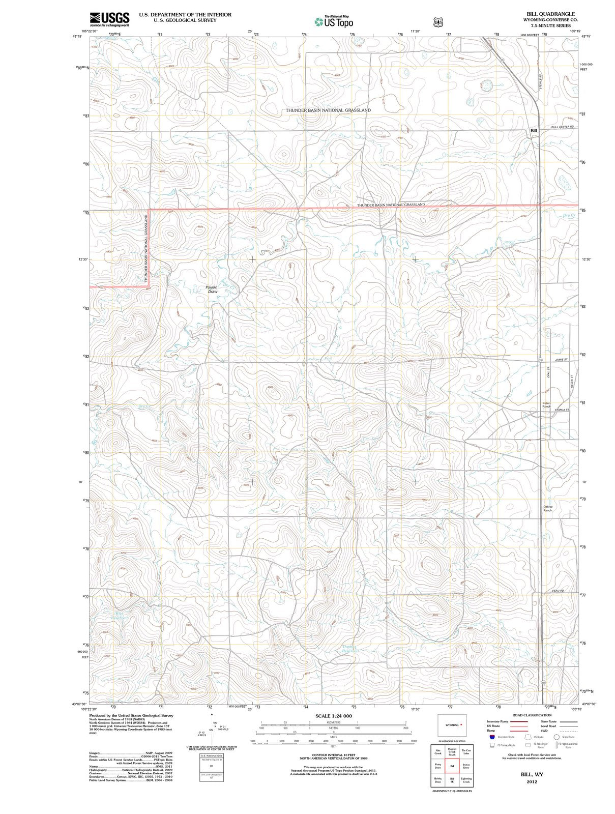 2012 Bill, WY - Wyoming - USGS Topographic Map v2