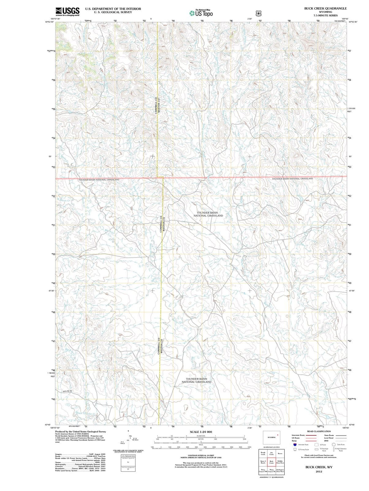 2012 Buck Creek, WY - Wyoming - USGS Topographic Map