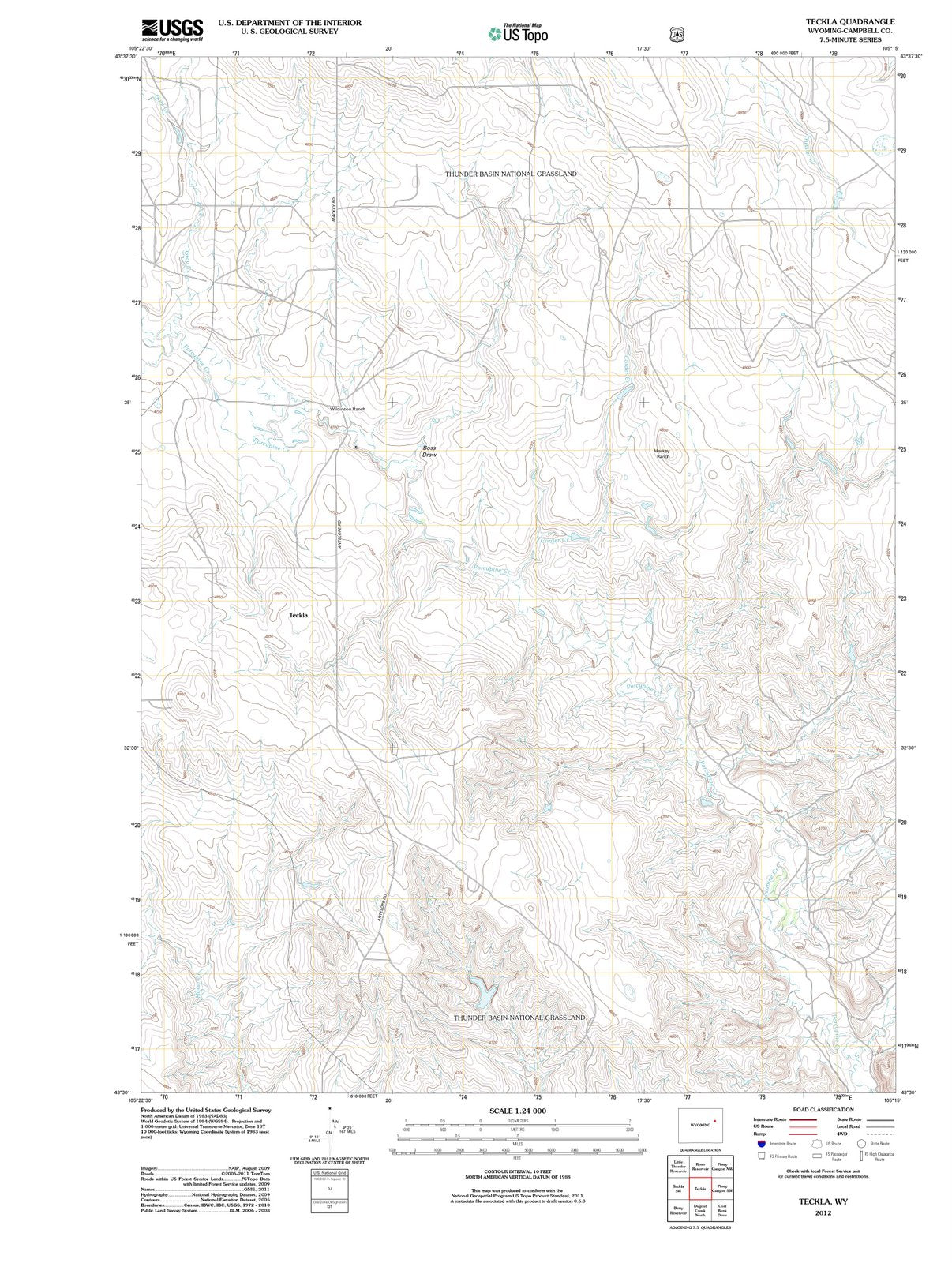 2012 Teckla, WY - Wyoming - USGS Topographic Map