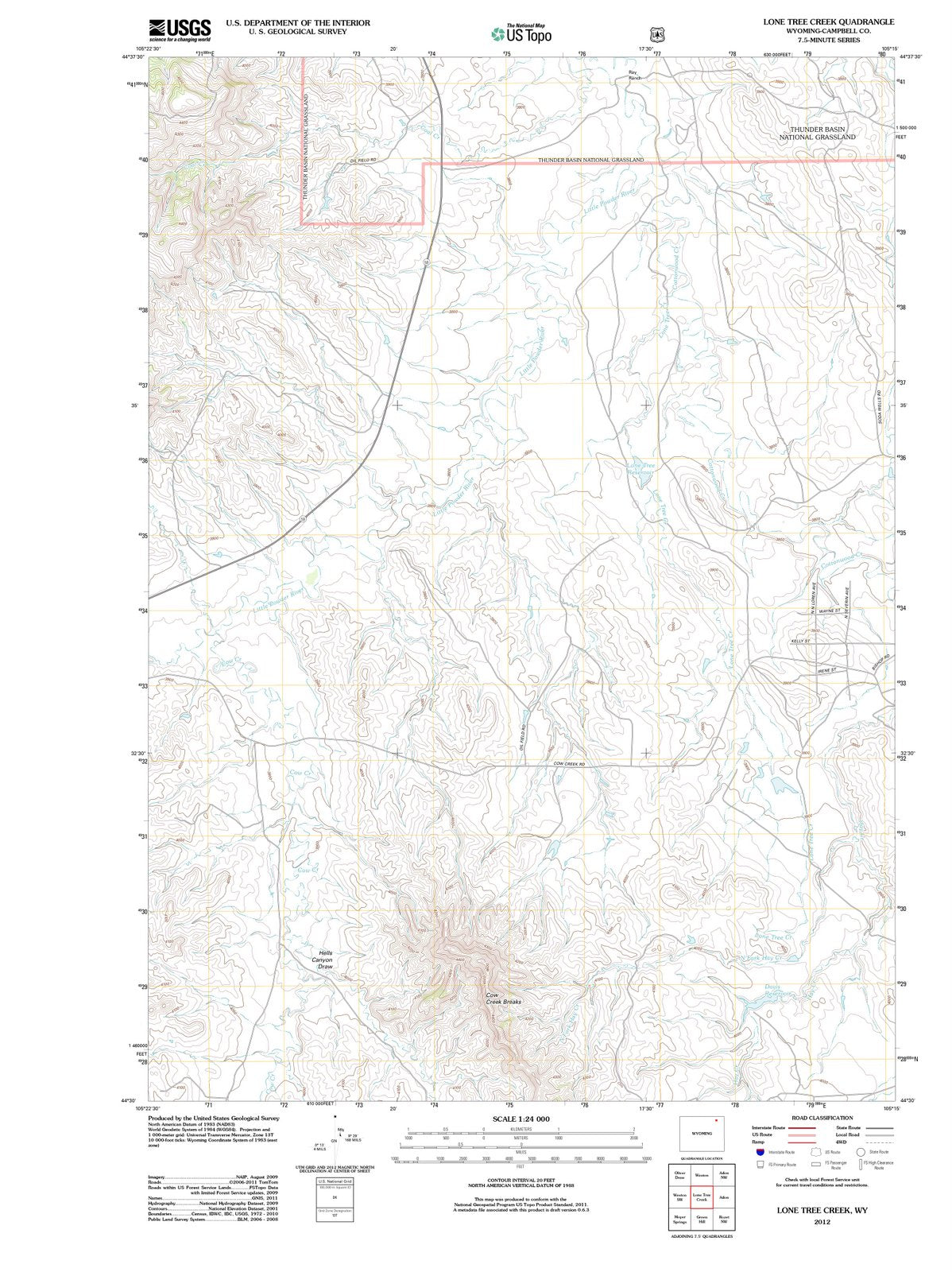 2012 Lone Tree Creek, WY - Wyoming - USGS Topographic Map