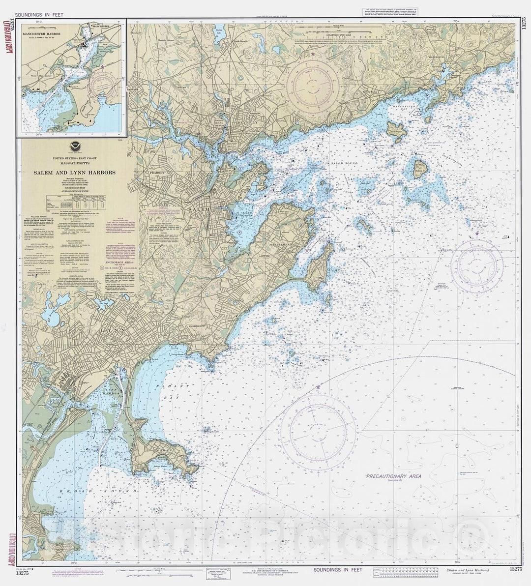 Historic Nautical Map - Salem And Lynn Harbors, 1991 NOAA Chart - Massachusetts (MA) - Vintage Wall Art