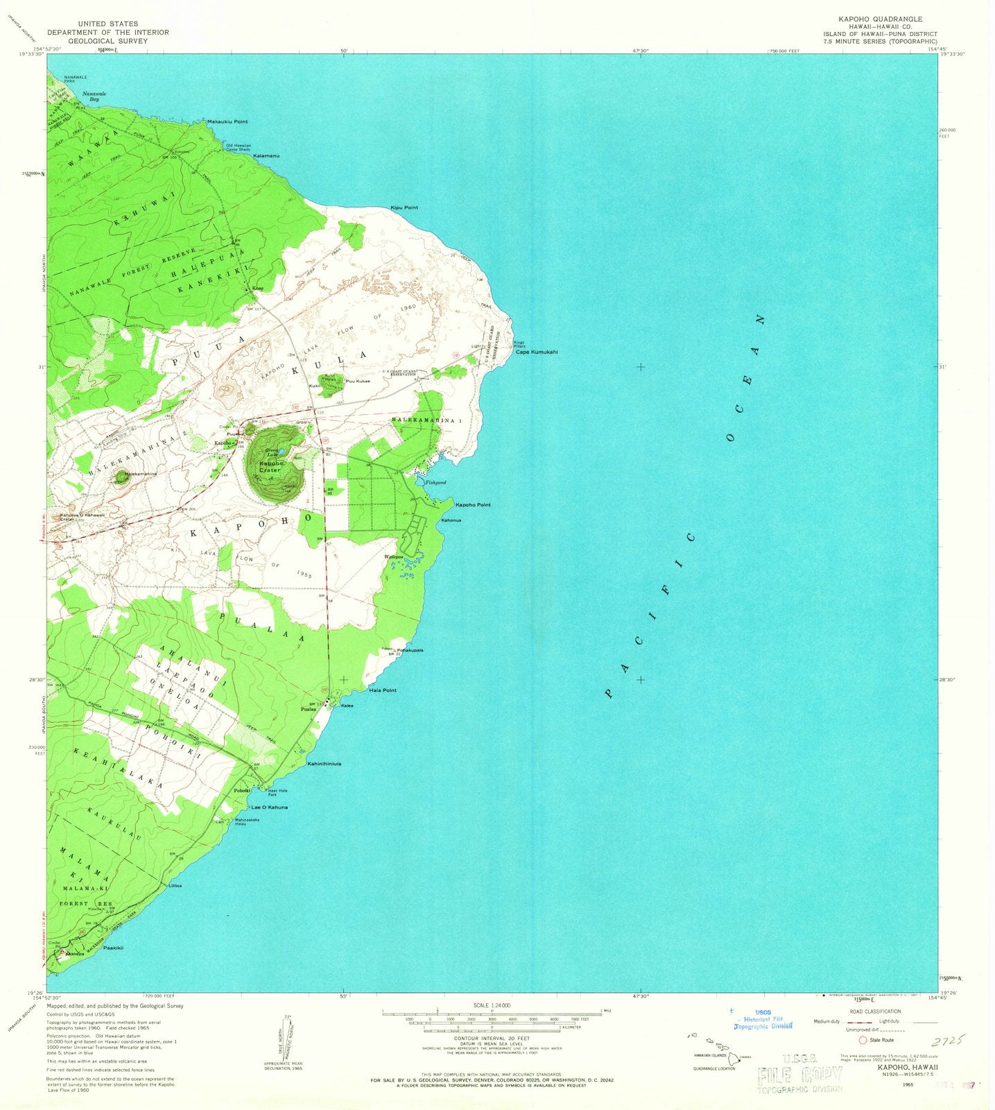 1965 Kapoho, HI - Hawaii - USGS Topographic Map