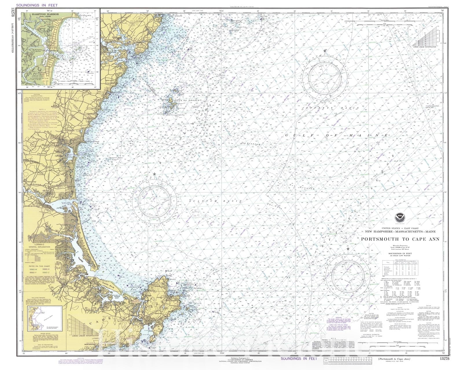 Historic Nautical Map - Portsmouth To Cape Ann, 1981 NOAA Chart - Maine, Massachusetts, New Hampshire (ME, MA, NH) - Vintage Wall Art