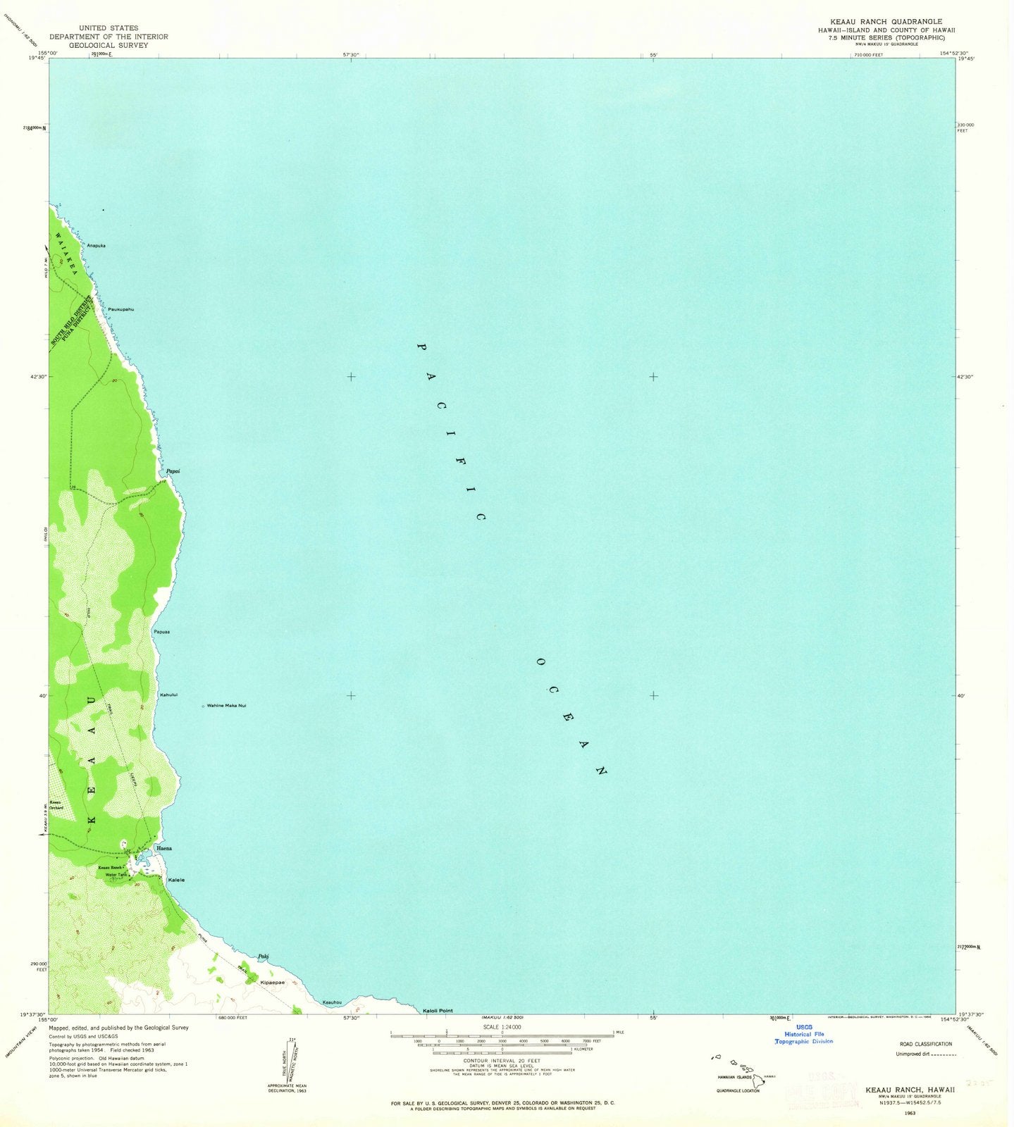 1963 Keaau Ranch, HI - Hawaii - USGS Topographic Map