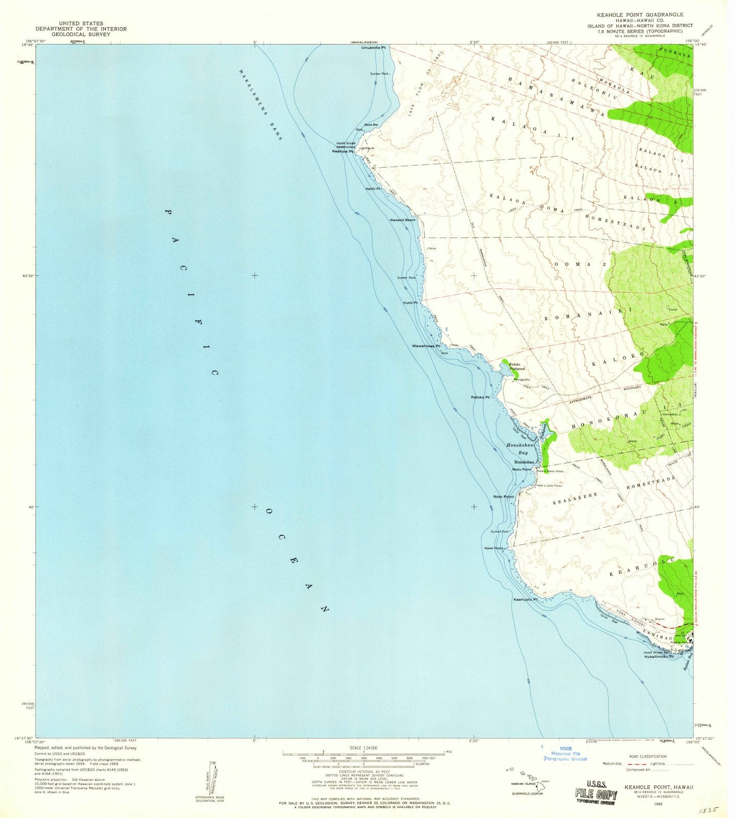 1959 Keahole Point, HI - Hawaii - USGS Topographic Map