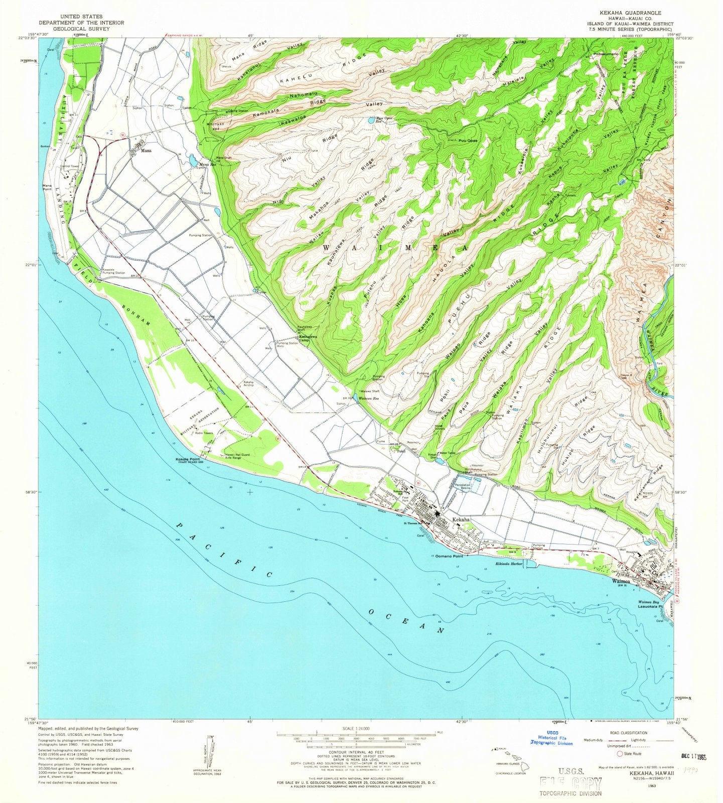 1963 Kekaha, HI - Hawaii - USGS Topographic Map