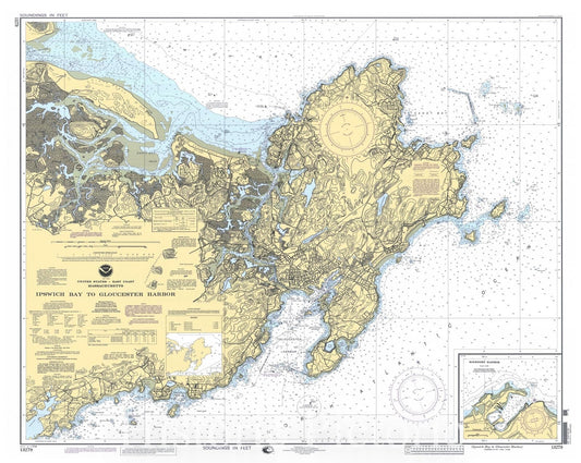 Ipswich Bay To Gloucester Harbor Nautical Chart 1998 Historical Map Print