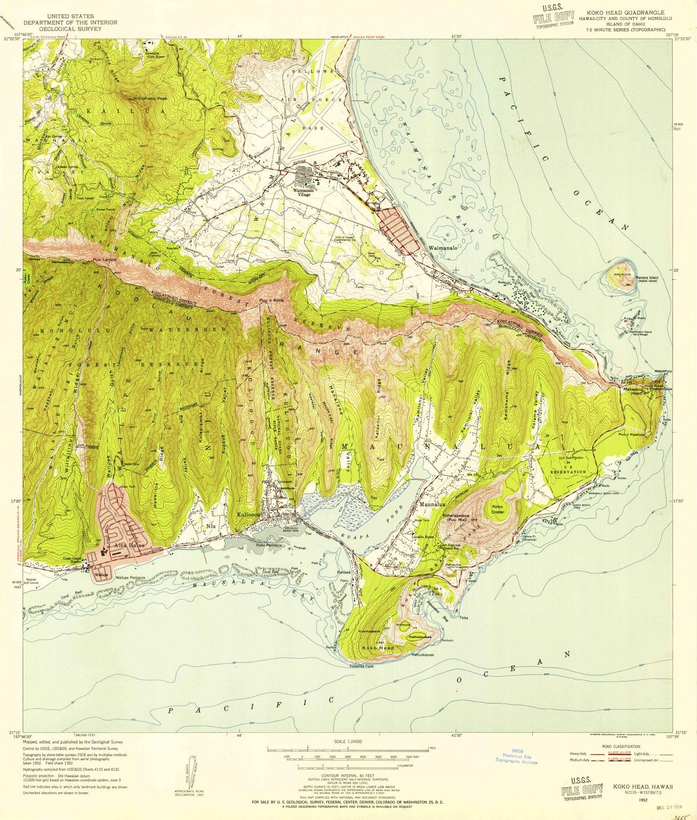 1952 Koko Head, HI - Hawaii - USGS Topographic Map