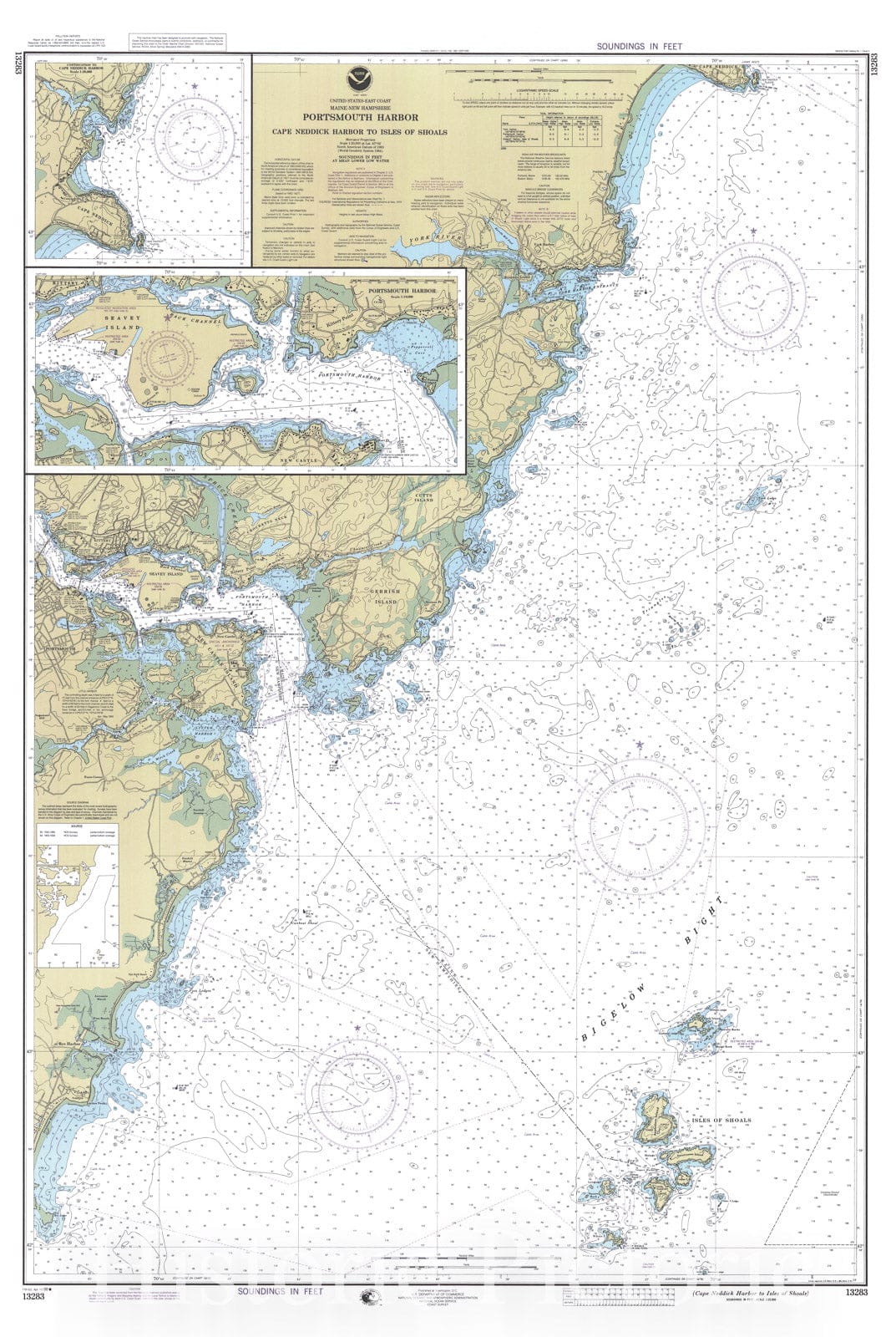 Historic Nautical Map - Cape Neddick Harbor To Isles Of Shoals, 1998 NOAA Chart - Maine, New Hampshire (ME, NH) - Vintage Wall Art