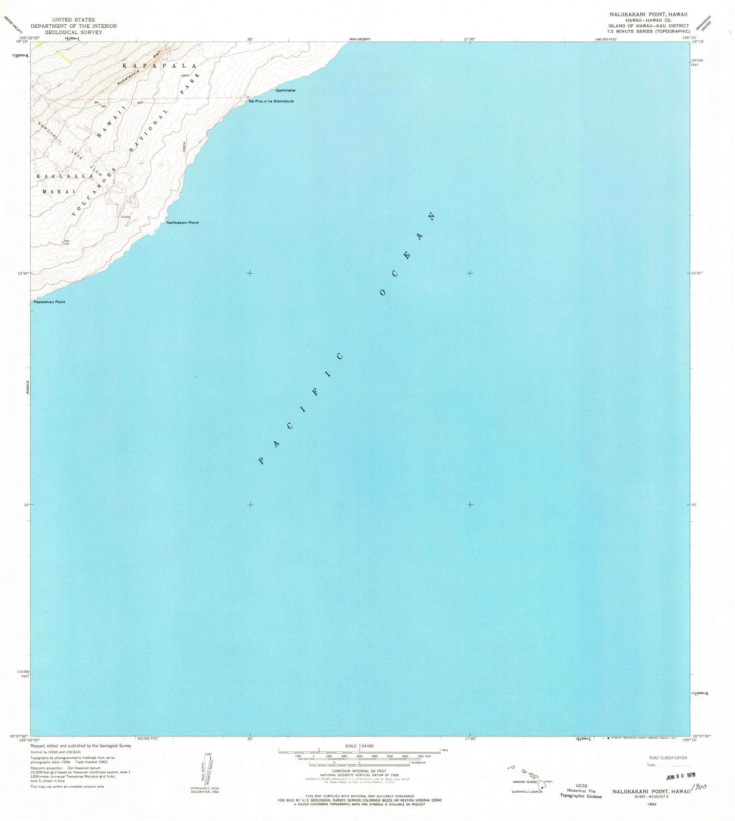 1963 Naliikakani Point, HI - Hawaii - USGS Topographic Map