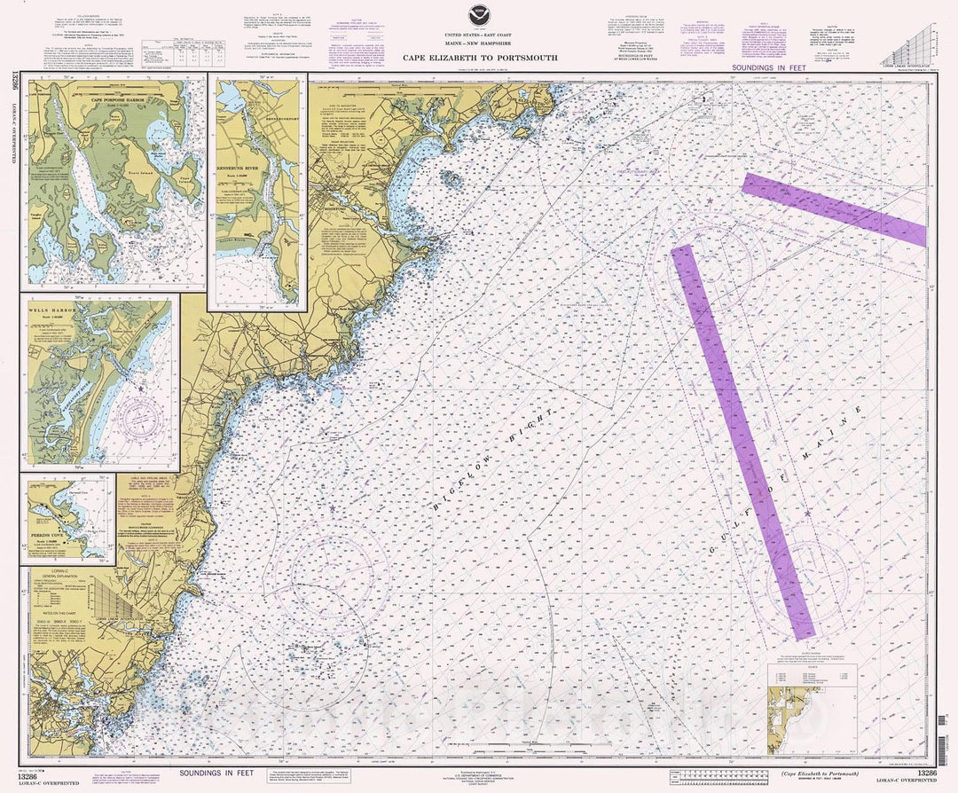Historic Nautical Map - Cape Elizabeth To Portsmouth, 1996 NOAA Chart - New Hampshire, Maine (NH, ME) - Vintage Wall Art