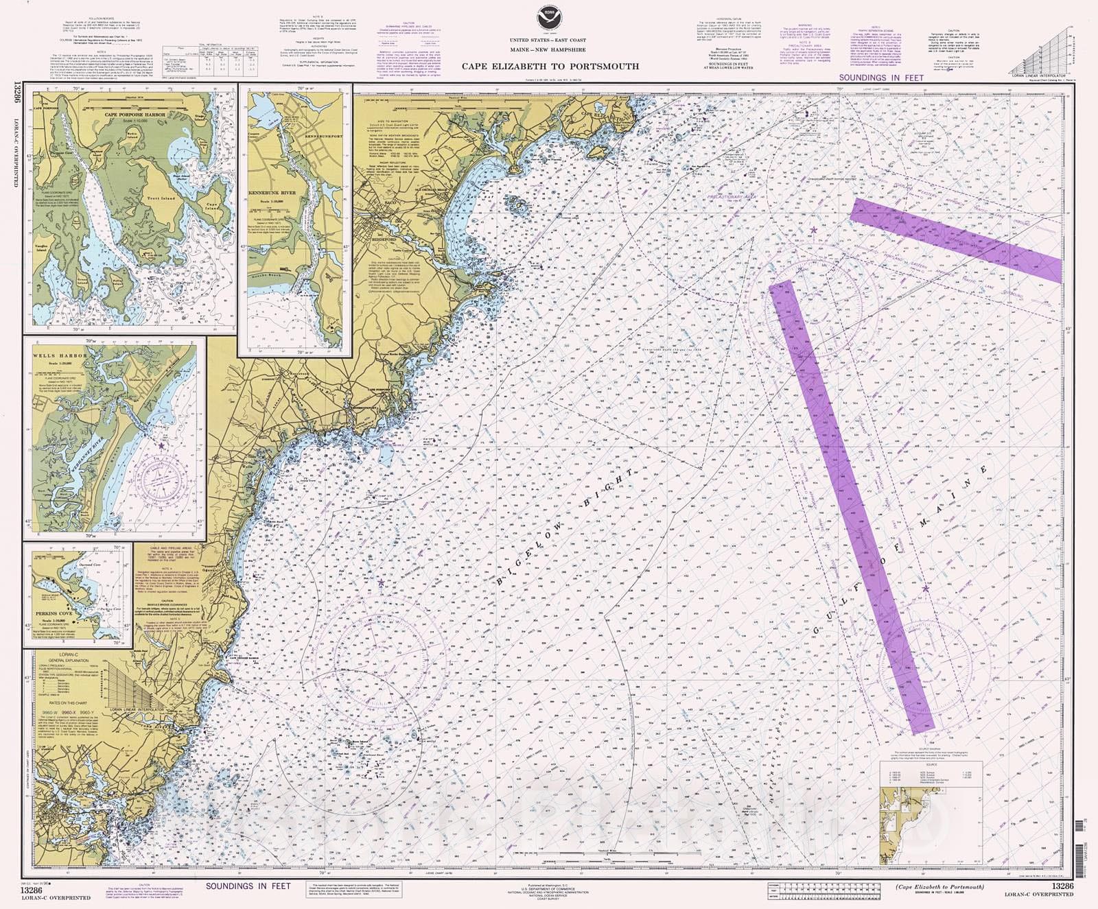 Historic Nautical Map - Cape Elizabeth To Portsmouth, 1996 NOAA Chart - New Hampshire, Maine (NH, ME) - Vintage Wall Art