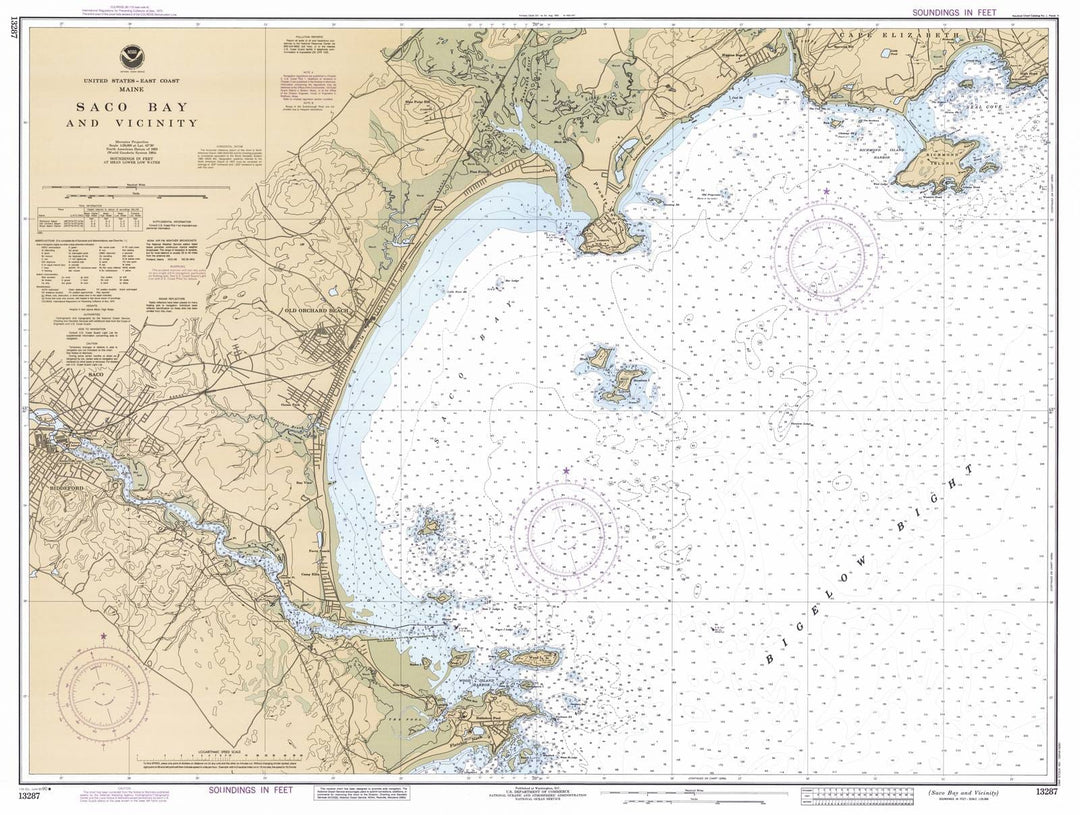 Historic Nautical Map - Saco Bay And Vicinity, 1990 NOAA Chart - Maine (ME) - Vintage Wall Art