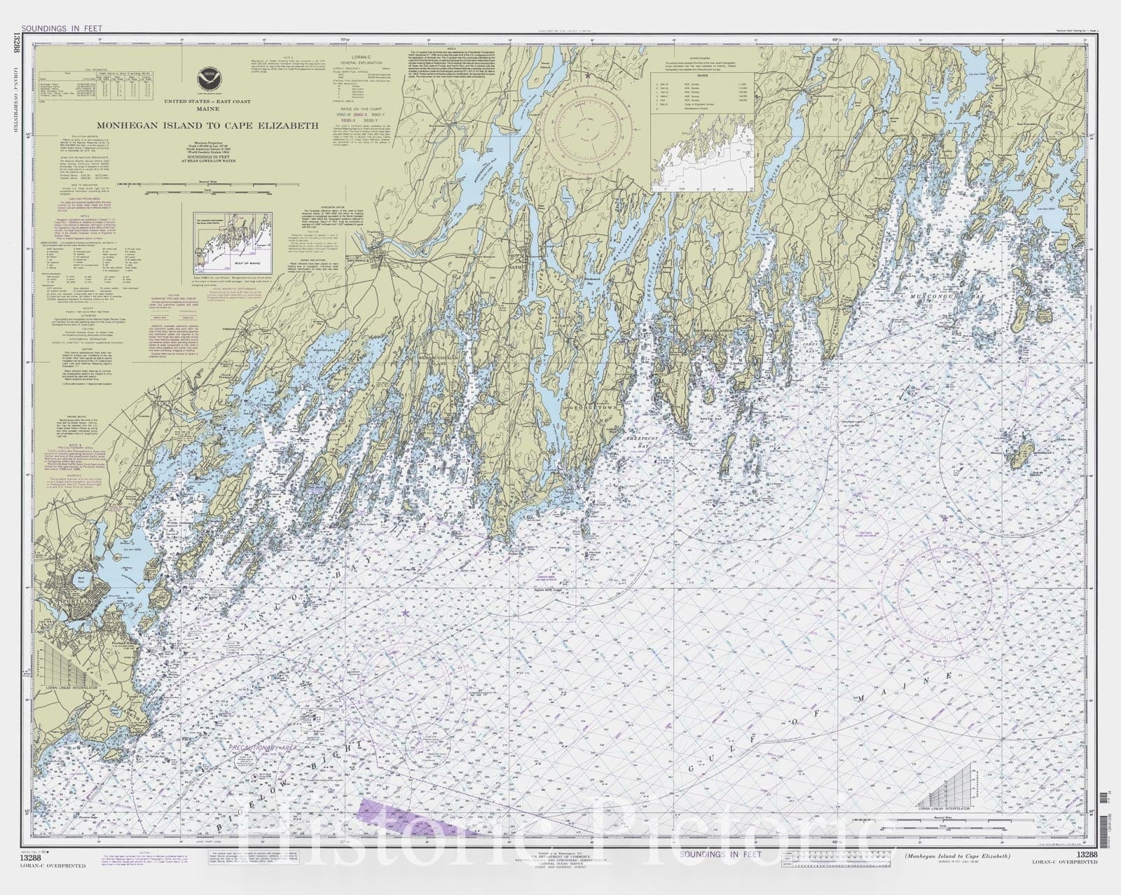 Historic Nautical Map - Monhegan Island To Cape Elizabeth, 1995 NOAA Chart - Maine (ME) - Vintage Wall Art